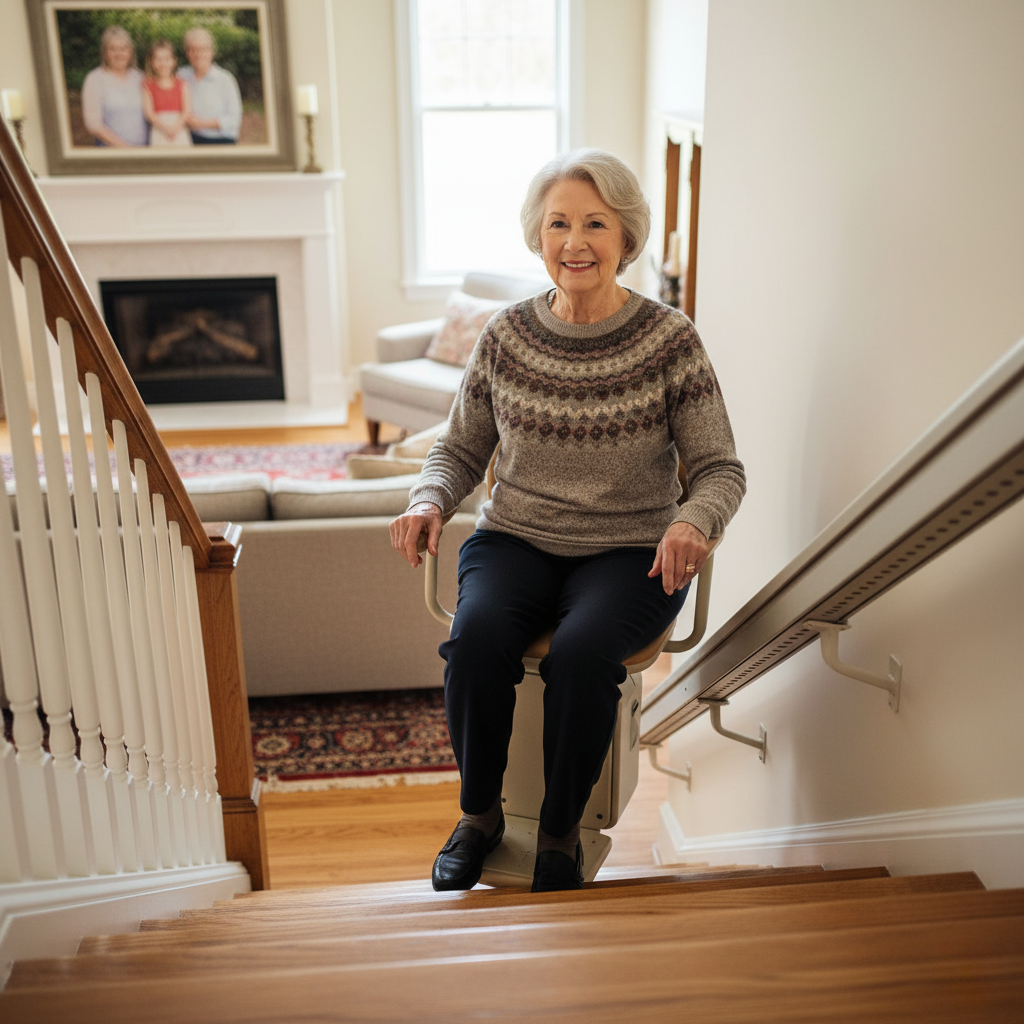 Treppenlift ältere Dame